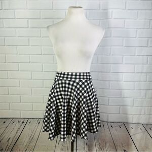 Kathy Black & White Plaid Skater Skirt - Small